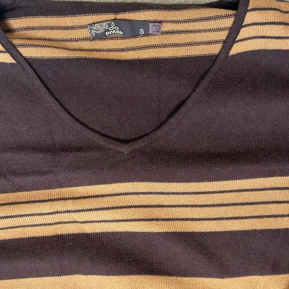 PrAna Sydney Striped Knit Bell Sleeve V-Neck Sweater‎ Belted Dress Sz S - Picture 6 of 9